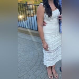 Sage the Label, Gabrielle Lace Midi Dress, Off White, L